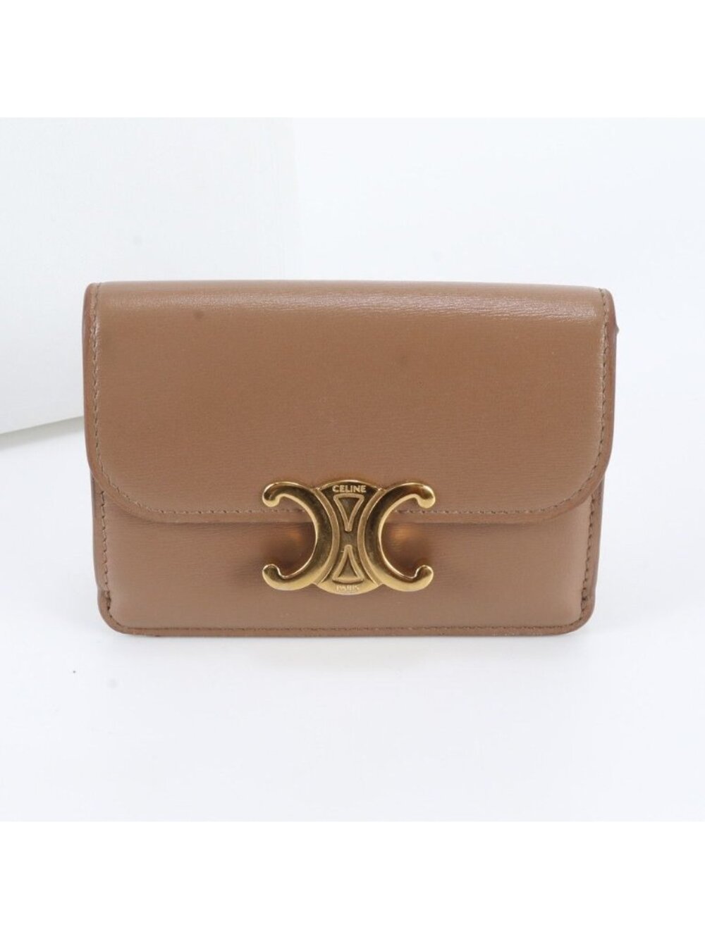 Celine Card Case Leather with Triomphe Flap Business